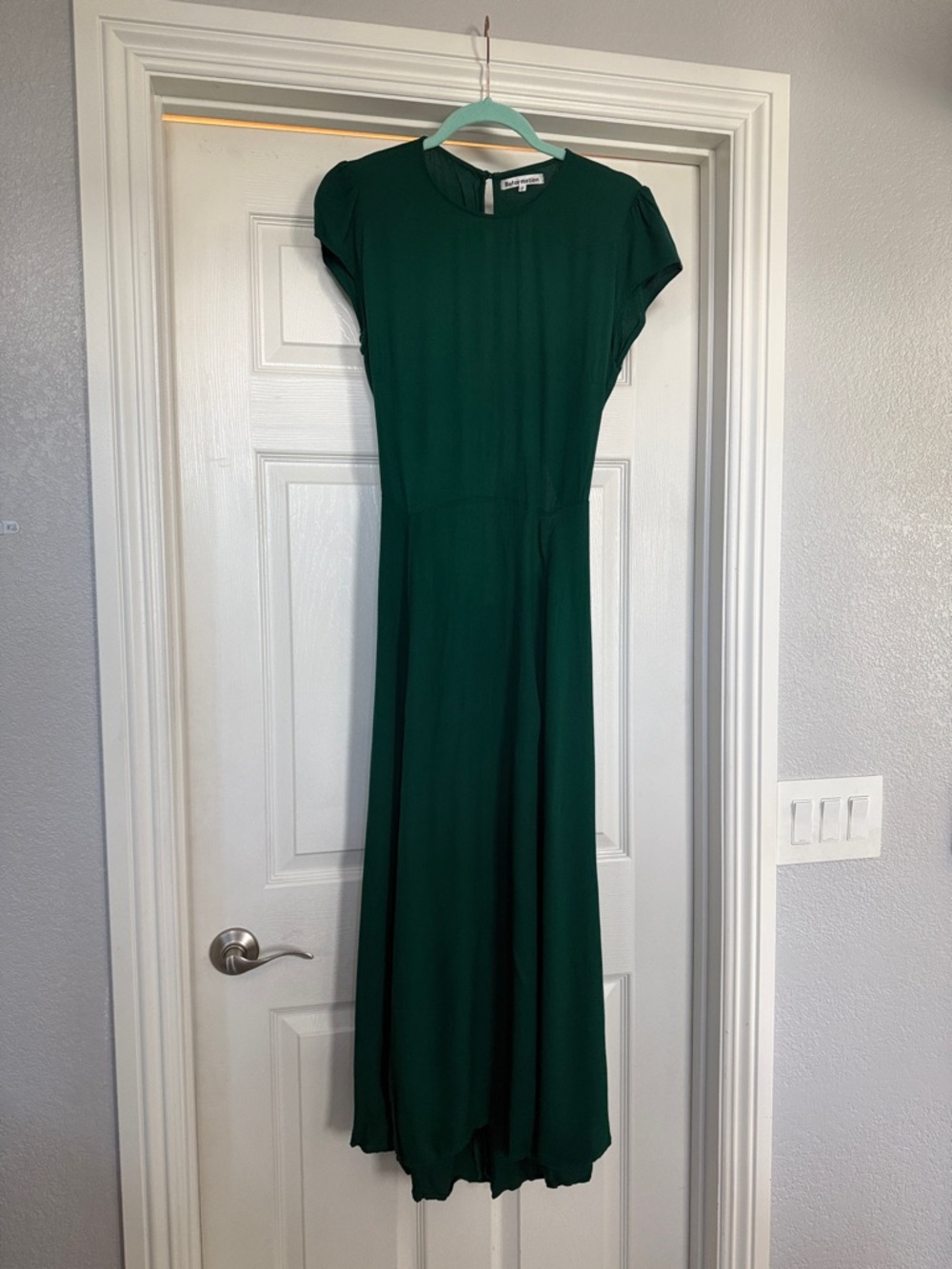 Reformation Deep Green Backless Maxi Dress